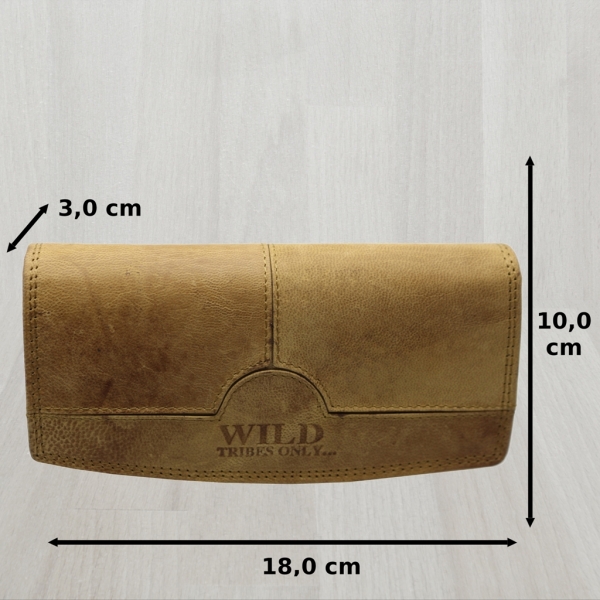 flevado Wasserbüffel Damen Geldbörse Brieftasche RFID Schutz Doppelnaht Beige